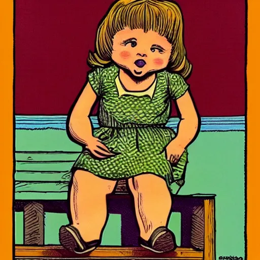 Image similar to cute girl, Robert Crumb style,