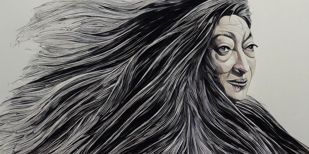 Image similar to a beautiful painting of zaha hadid by aaron horkey, trending on artstation