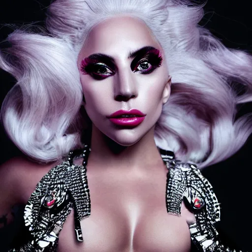 Prompt: lady gaga magazine photos hoot by nick Knight 4k studio lighting high art couture fashion