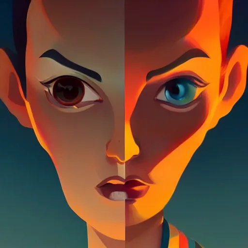 Image similar to face icon stylized minimalist the day the earth stood still 1 9 5 1, loftis, cory behance hd by jesper ejsing, by rhads, makoto shinkai and lois van baarle, ilya kuvshinov, rossdraws global illumination