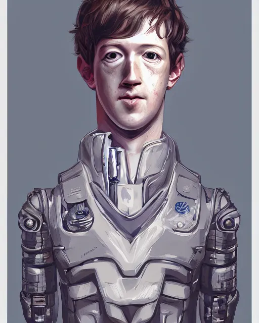 Image similar to A full-body anime portrait of Mark Zuckerberg as a white robot wearing a kimono from Skyrim, by Stanley Artgerm Lau, WLOP, Rossdraws, James Jean, Andrei Riabovitchevy, Marc Simonetti, and Sakimichan, trending on artstation