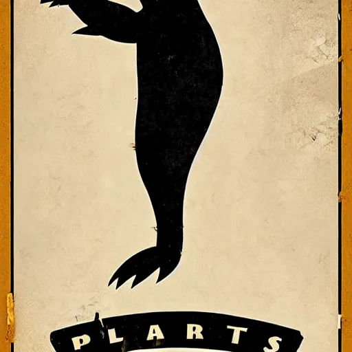 Image similar to vintage horror film poster of movie starring a platypus who kills people while playing darts