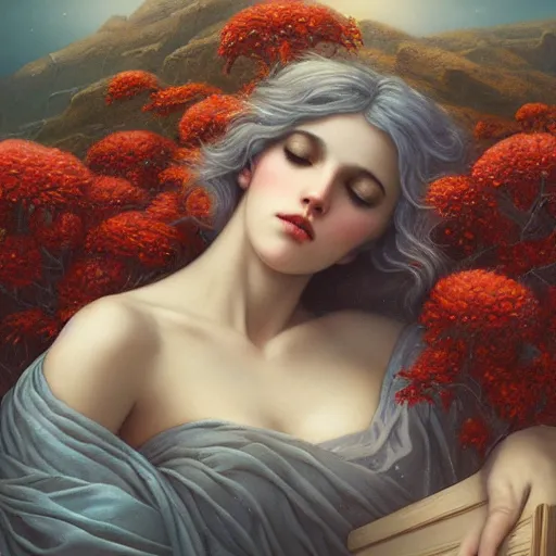 Prompt: Ariadne Asleep on the Island of Naxos by tom Bagshaw