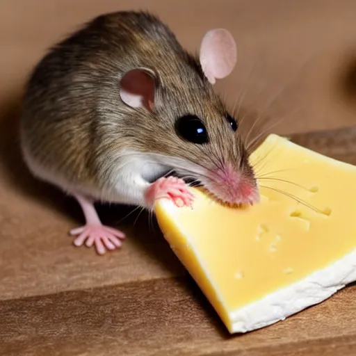 Prompt: A mouse eating cheese