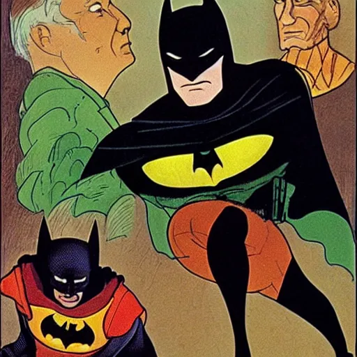 Prompt: batman and robin by grant wood