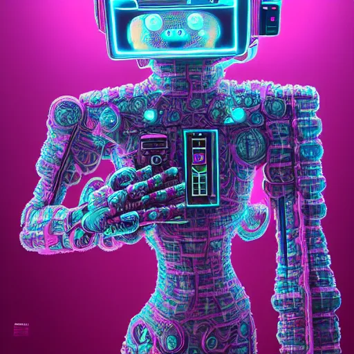 Image similar to a fluffy cyberpunk robot fractal, full shot:: by Martine Johanna and Simon Stålenhag and Chie Yoshii and Casey Weldon and Guillermo del toro :: ornate, dynamic, particulate, pastel colors, intricate, elegant, highly detailed, centered, artstation, smooth, sharp focus, octane render, 3d