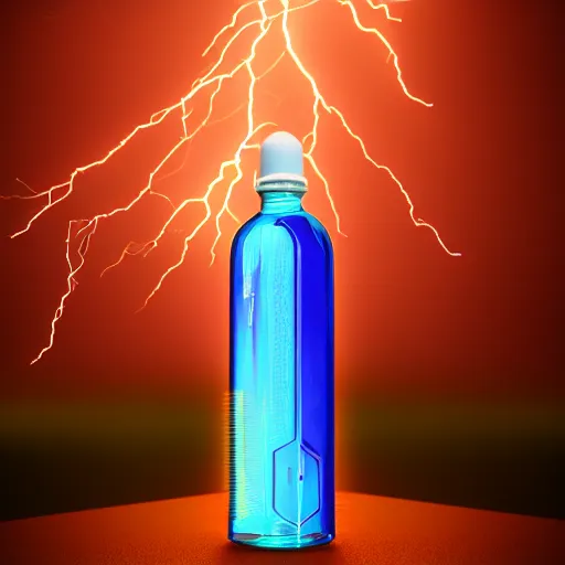 Image similar to Lightning in a bottle, 4K octane render, depth of field