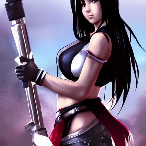 Prompt: tifa as a goddness,artstation