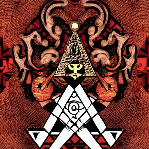 Image similar to portre of an autistic demon on acid, masonic and kabalistic symbols in background, digital art, 8k, delicate details