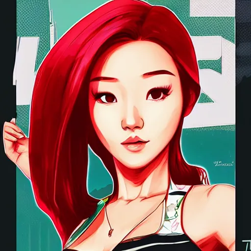 Image similar to hwasa in the style of gta san andreas, in the style of artgerm, rossdraws