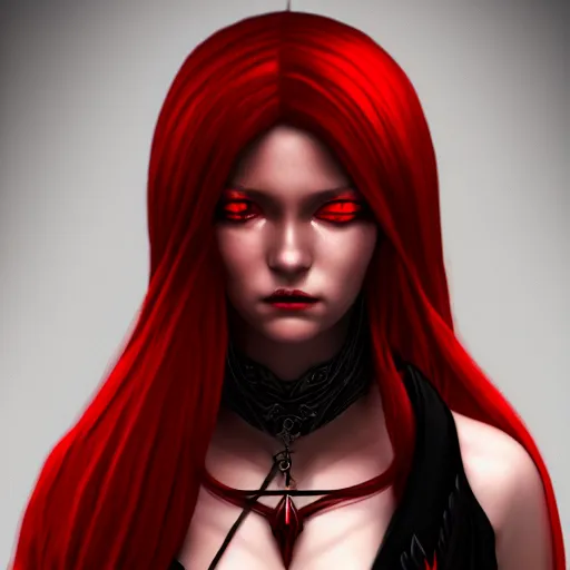 Image similar to beautiful female mage with red hair, black clothing, dark feathered wings, intricate, highly detailed face, trending on artstation, dramatic lighting, 4 k
