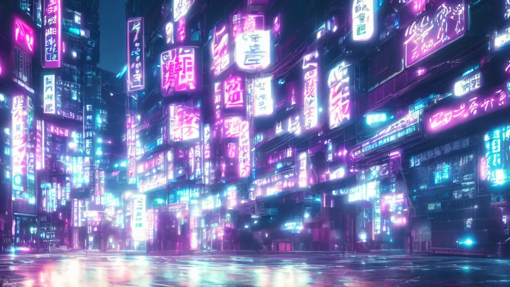 Image similar to japan cyber punk, night vibes, neon lit, cinematic lighting, octane render, 4 k, dark, hyper realistic