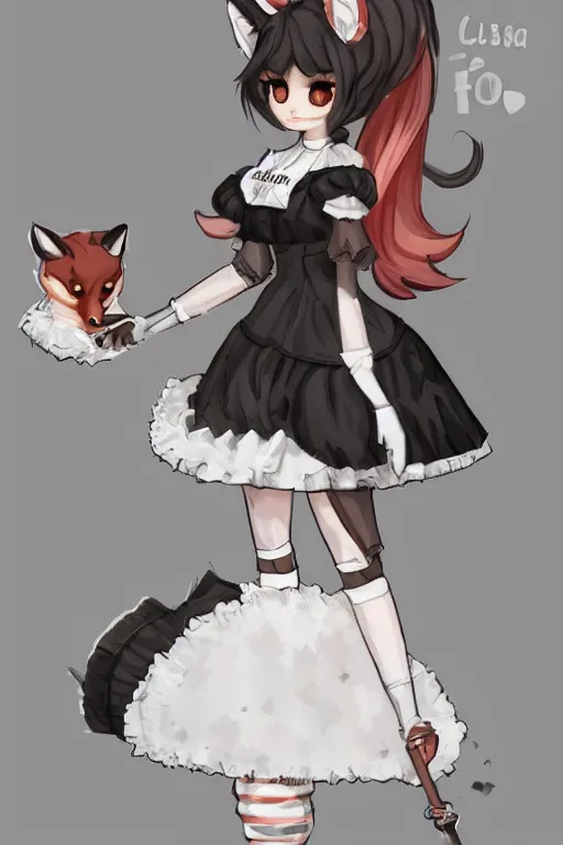 Image similar to a fox fursona wearing a maid outfit, highly detailed, digital art, trending on artstation, furry art