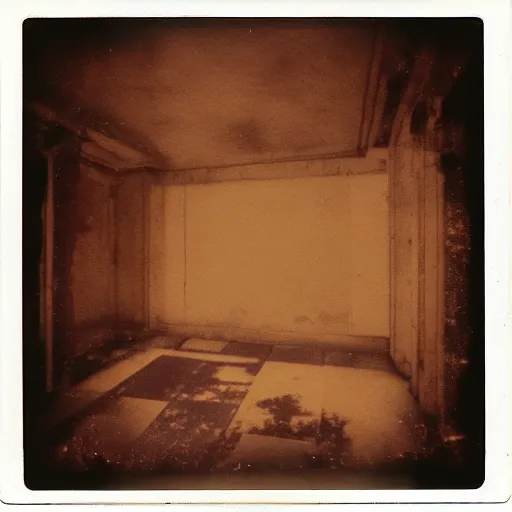 Prompt: noisy blooming abandoned building octagon collie dog clarinet cabinet channel , by Ernst Max and Edgar Degas and Judson Huss , abstract , postmodern , polaroid photo