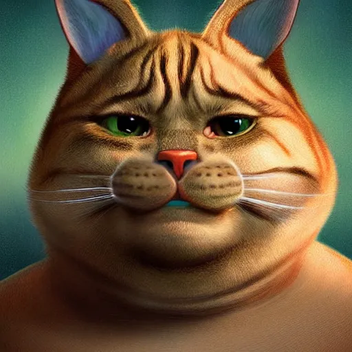 Image similar to hybrid of cat and shrek, half shrek - half cat, digital art, photo realistic, highly detailed, art by george stubbs, anton fadeev, james gurney, ilya kuvshinov