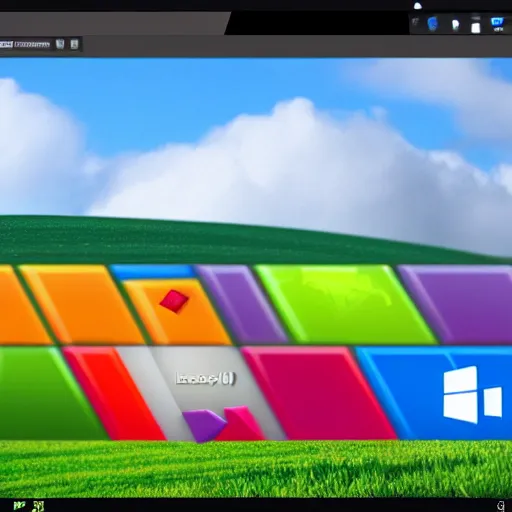 Image similar to a screenshot of a futuristic desktop of windows xp, in the year 2 0 5 0