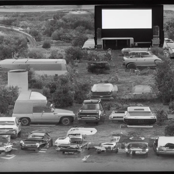 Prompt: level 1 of the original super mario bros. being played at a drive - in movie theater, movie still