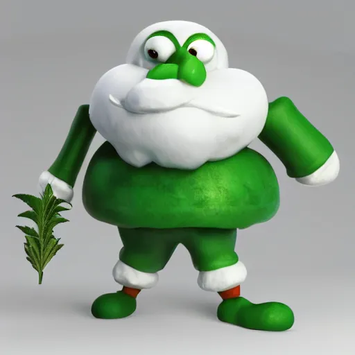 Prompt: octane render of cartoon cannabis character snowball