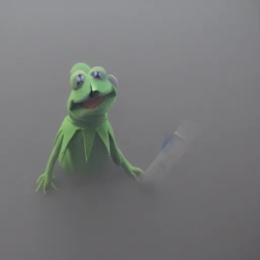 Prompt: Kermit the Fog made of fog and mist