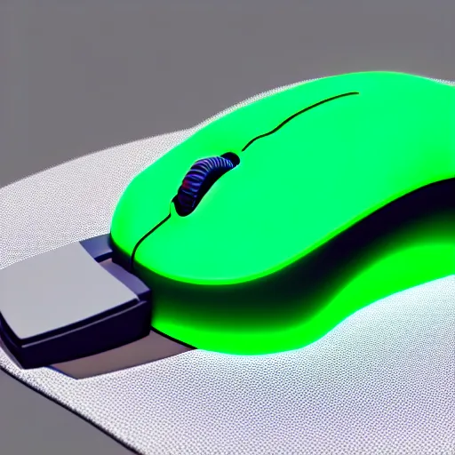 Prompt: 3 d render of white pc mouse with green eyes, unreal engine 5