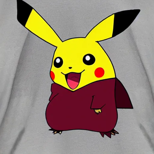 Prompt: pikachu with the face of gerard depardieu drinking red wine