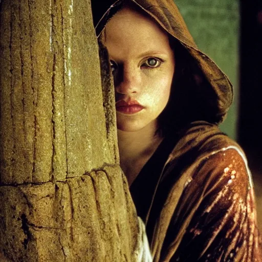 Prompt: beautiful portrait of a female sorceress, 35mm, cinematic atmosphere, photorealistic, depth of field, style of irwing penn and steve mccurry