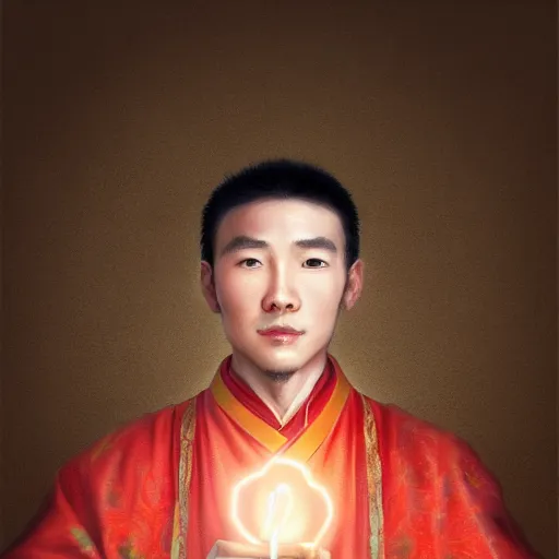 Prompt: portrait painting of a 3 0 year old handsome chinese taoist priest, like liangchao wei, amiable by wenjun lin, irakli nadar, bright colors, octopath traveler, wenjun lin, unreal engine 5 highly rendered, global illumination, radiant light, detailed and intricate environment