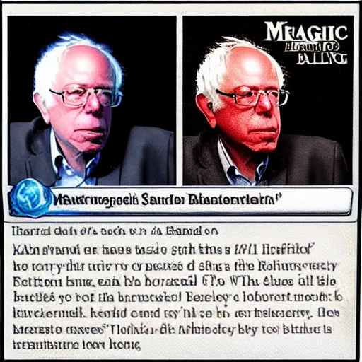 Image similar to bernie sanders on a magic the gathering card