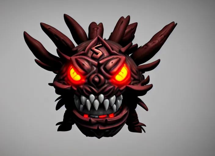 Prompt: raging oni beholder head, stylized stl, 3 d render, activision blizzard style, hearthstone style, darksiders art style