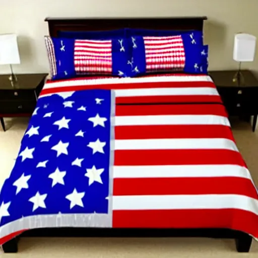 Prompt: american flag bedsheets