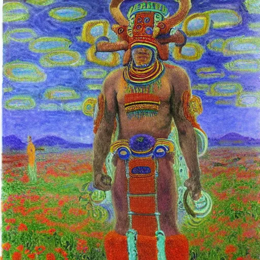 Prompt: tlaloc aztec god of rain, claude monet