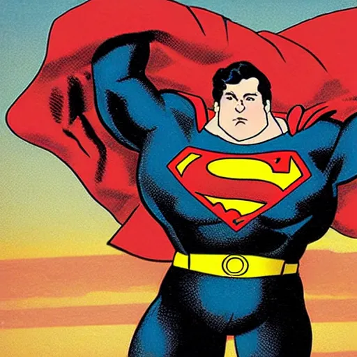 Prompt: an overweight superman