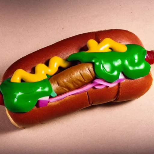 Image similar to photo of a hotdog in the shape of snoop dog, 8 k