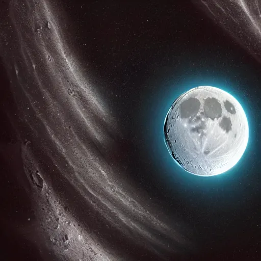 Prompt: a highly detailed matte painting of the moon being eaten by a black hole, art by m. c. escher, volumetric lighting, octane render, 4 k resolution, trending on artstation, masterpiece