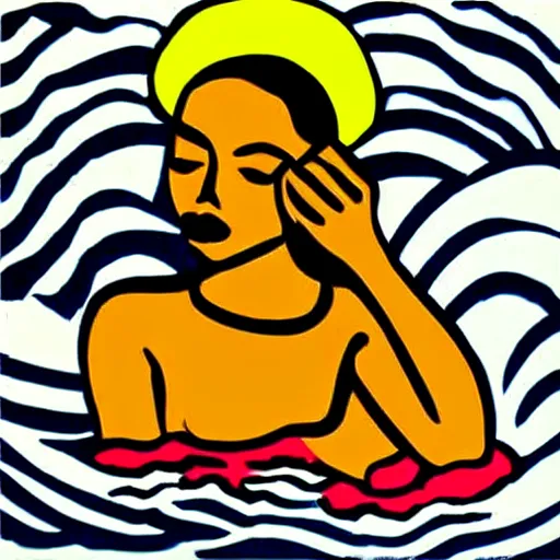 Image similar to “Drowning African Girl” by Roy Lichtenstein