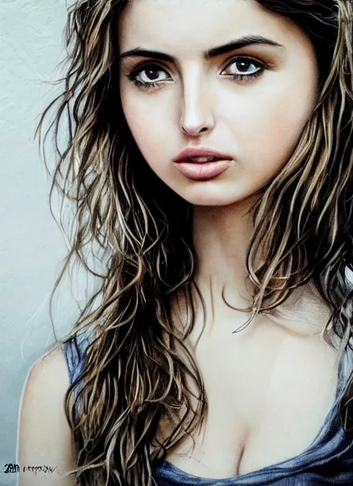 Prompt: hyper realistic, highly detailed portrait of ana de armas, tomasz stefanowski