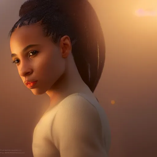 Image similar to a photorealistic hyperrealistic, bright brown eyes, light skinned african american young girl, ponytail hair, flawless face, beautiful lips, cute face, gorgeous white veil, by wlop, artgerm, greg rutwoski, alphonse mucha, beautiful dynamic dramatic low - light moody lighting, cinematic atmosphere, artstation, concept design art, octane render, 8 k