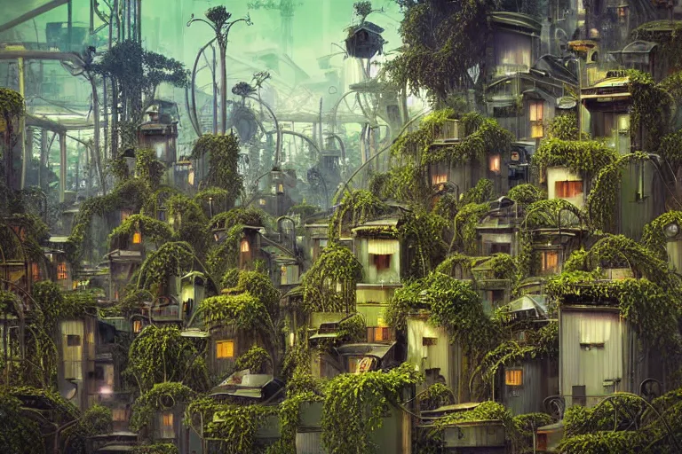 Image similar to futuristic foliage overgrowing detailed favela graveyard honeybee hive, art nouveau environment, industrial factory, award winning art, epic dreamlike fantasy landscape, ultra realistic,