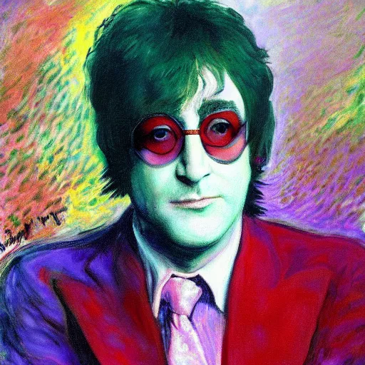 Prompt: elton john lennon by claude monet and pipilotti rist, oil painting, ultradetailed, artstation, ultradetailed, digital painting, ultradetailed