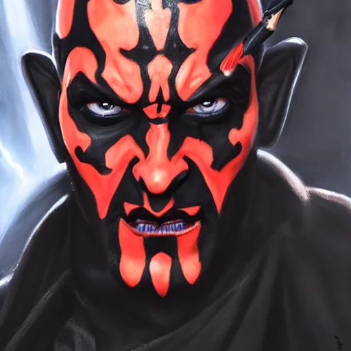 Prompt: Darth Maul, elden ring boss, matte painting, detailed, elden ring, oil on canvas