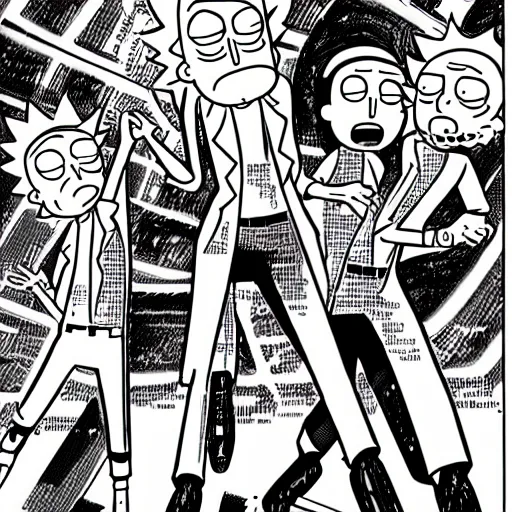 Image similar to rick and morty by jack kirby