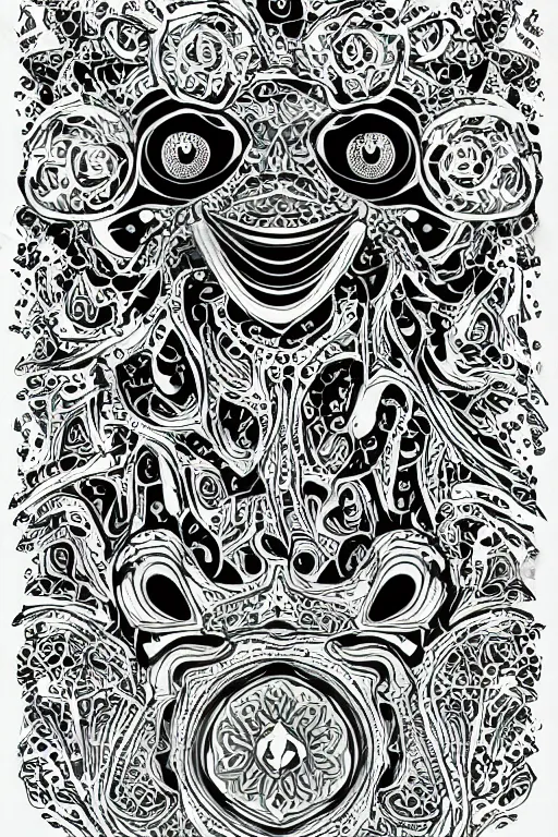 Image similar to beautiful frog, ornamental, fractal, mandala, ink draw, vector art