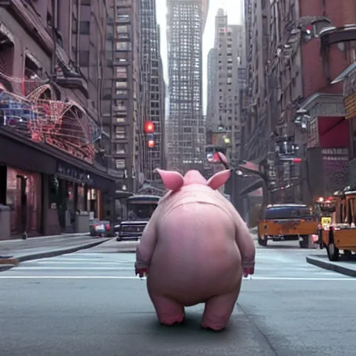 Prompt: Live Action Still of pig in Ghostbusters, real life, hyperrealistic, ultra realistic, realistic, highly detailed, epic, HD quality, 8k resolution, body and headshot, film still,Exquisite detail, post-processing, masterpiece, Cinematic Lighting, Unreal Engine, 8k, HD