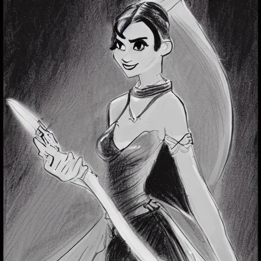 Image similar to milt kahl sketch of victoria justice as princess padme from star wars episode 3