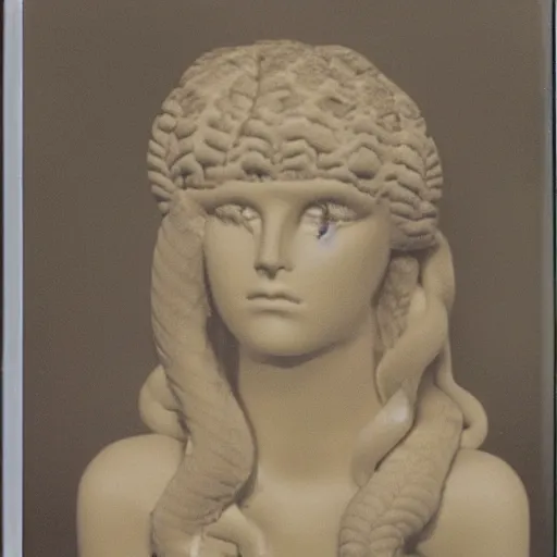 Prompt: a very beautiful polaroid picture of medusa with detailed snake hairs, award winning photography