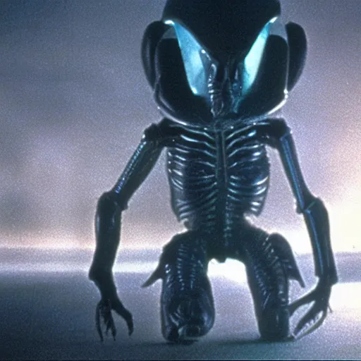 Image similar to movie still, 1 9 8 0 s, alien creatures, androide, demons, hyperdetailed, by ridley scott and john carpenter, blue leds