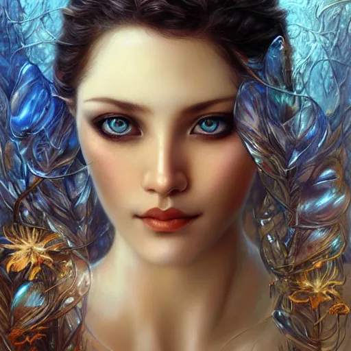 Image similar to a beautiful woman manipulating water by karol bak, ayami kojima, artgerm, river, water, blue eyes, smile, concept art, fantasy