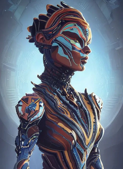 Image similar to symmetry!! portrait of obsidian alien in the style of horizon zero dawn, machine face, intricate, elegant, highly detailed, digital painting, artstation, concept art, smooth, sharp focus, illustration, art by artgerm and greg rutkowski and alphonse mucha, 8 k