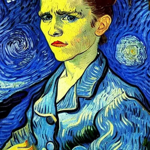 Image similar to vincent van gogh style painting of emma watson