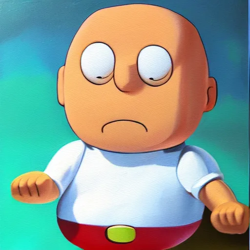 Prompt: oil painting of stewie Griffin from family guy
